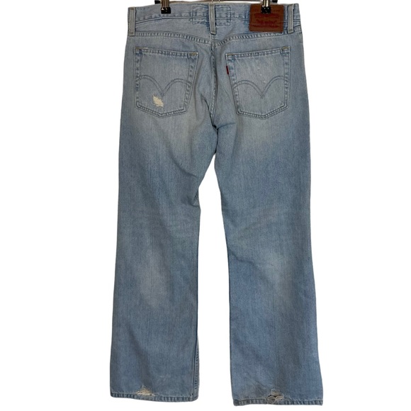 Levi’s Distressed 527 Low Boot Cut Destroyed Light Blue Wash Denim Jeans W32 L30 - Picture 2 of 16